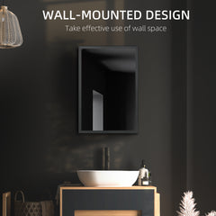Wall-Mounted Medicine Cabinet with Mirror, Stainless Steel Bathroom Mirror Cabinet Wall Mounted with Storage Shelves for Living Room and Laundry Room, Black