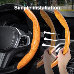 Car Wood Grain Steering Wheel Cover Car Interior Accessories 3PCS Segmented Butterfly Design Universal 99 Percent Vehicle Wheel Cover Protector