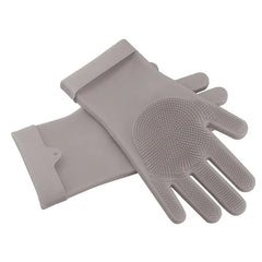 1 Pair Magic Silicone Brush Dishwashing Gloves Cleaning Sponge Pet