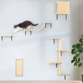 5 Pcs Wall Mounted Cat Climber Set Floating Cat Shelves And Perches Cat Activity Tree With Scratching Posts Modern Cat Furniture