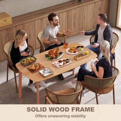 Pine Wood Dining Table for 6, 47" Rustic Rectangular Kitchen Table with Large Tabletop for Dining Room, Natural