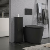 Small Toilet Paper Cabinet, Bathroom Corner Cabinet with Doors and Shelves for Paper Shampoo, Black