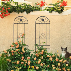 2 Pack Metal Garden Trellis 86.7" X 19.7" Rustproof Trellis For Climbing Plants Outdoor Flower Support Black