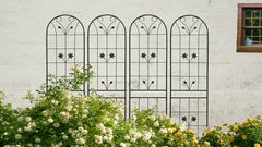 4 Pack Metal Garden Trellis 86.7" X 19.7" Rustproof Trellis For Climbing Plants Outdoor Flower Support Black