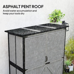 Wood Storage Shed, Outdoor Garden Shed With Asphalt Roof, 2 Shelves, Lockable Doors And Adjustable Feet, Gray