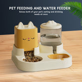 Super Cute Appearance Pet Feeding And Drinking Device, Cleverly Designed With Dry And Wet Separation, Automatic Water Addition, Universal For Cats And Dogs, Easily Solves Feeding Problems, And Makes P