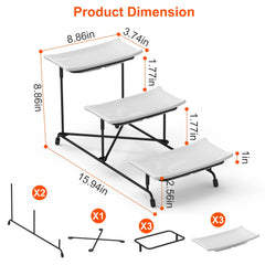 1Pc 3Tier Plastic Serving Tray Dessert Server Display Serving Stand Dinnerware With 3 Rectangular Plastic Serving Platters Metal Stand For Entertaining Fruit Dessert Veggie Cookies Party