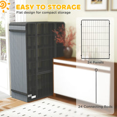 Dog Playpen for Indoor Outdoor, 24 Panels 44.5" H Puppy Playpen with Lockable Door, DIY Shape Pet Exercise Fence, Black