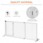 Freestanding Length Adjustable Wooden Pet Gate with Lockable Door 3 Panels, White