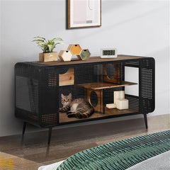 55.12 Inch Spacious Cat House With Tempered Glass, Prohibited Platform Temu