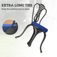 Patio Chair Cushions Set Of 4 Round Seat Cushions For Dining Bistro Chairs Machine Washable, 15 X 15 X 3, Navy Blue