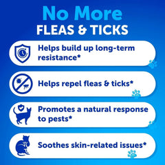 Flea Treatment For Cats Natural Flea And Tick Prevention Supplement For Cats Kittens Chewable Daily Oral Pills With Vitamins 135 Soft Chews Skin & Coat Dental Treats Digestion