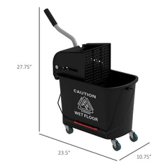 Compact Mop Bucket With Wringer, Mop Bucket On Wheels, 21 Quart, Separate Dirty And Clean Water, Black,TikTok Prohibits Sales