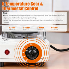 1Pc Electric Charcoal Burner 500W Hookah Charcoal Burner Compact Coal Burner For Hooka Cubes Shisha With Grill And Tongs 5 Temperature Gears Thermostat Control For Spring Summer