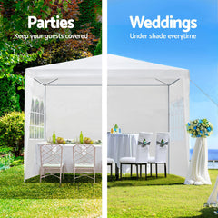 10 & 20ft - 3X6M White 6-sided - 4 Windows Outdoor Garden Pavilion, Wedding Party Tent, Rain Shelter, Parking Shed, Advertising Tent, With 6 Detachable Side Walls