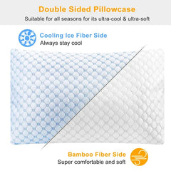 Bed Pillows Cooling Memory Foam Pillow Ventilated With Cooling Gel Infused Memory Foam Heat Reducing Cooling Fiber Breathable Machine Washable