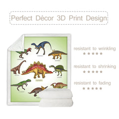 Dinosaur Family Sherpa Fleece Throw Blanket For Boys Girls Adults 50x60 , 60x80 Fuzzy Soft Warm Blanket For All Seasons