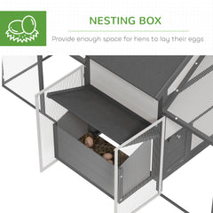 100" Chicken Coop Wooden Chicken House Large Rabbit Hutch Poultry Cage Backyard with Double Run, Nesting Box, Gray