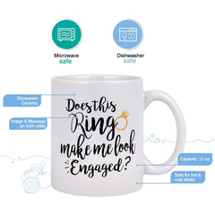 Engaged Mug, New Gift For Women, A Ceramic Coffee And Tea Cup 325ml