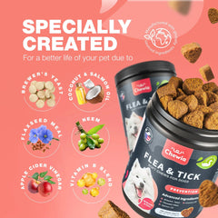 Dog Flea And Tick Treatment Chews FleaTick Prevention For Dogs Chewables Natural Dog Flea & Tick Control Soft Treats Immune Support Supplement