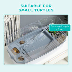 Turtle Tank Kit, Turtle Aquarium with Basking Platform, Water Pump, Filter Layer Design, Full View Visually Reptile Habitat, Easy to Clean and Change Water, Multi Functional Area