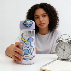 Astronaut Cat Plastic Bottle 400ml-Purple