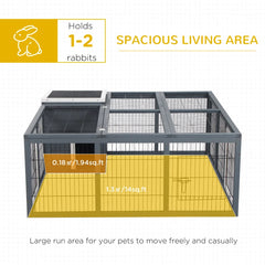Rabbit Hutch, Waterproof Rabbit House For Small Animals, Gray