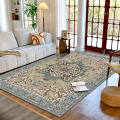 Retro Persian Style Art Carpet Light Luxury Living Room Aesthetic Anchor Point With Complex Patterns Freeze Space Advanced Feeling 5x7ft Cashmere-like Washed Bottom