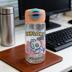 Astronaut Cat Plastic Bottle 400ml-Pink