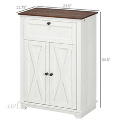 Farmhouse Sideboard Storage Cabinet with Doors and Drawer for Kitchen, Living room, 23.5"x11.75"x34.5", White