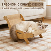 51.5-32-35cm Sisal Cat Scratcher Lounge Chair, Wooden Frame -Sisal Scratching Surface, 2-in-1 Scratching & Lounging