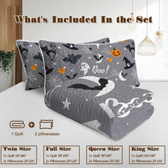 3pcs Halloween Pumpkin Set Comforter Set For Girls Boys Women, Soft Lightweight Halloween Bedding Set 1 Coverlet And 2 Pillowcases