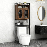 Over-The-Toilet Storage Cabinet With Heavy-Duty Metal Frame 2-door Freestanding