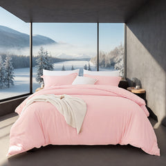 White & Pink Extra Large Duvet Cover Set Crafted From Premium Breathable Microfiber In Bohemian Style. Hotel-grade Minimalist Design Suitable For Bedrooms And Guesthouses. The Perfect Christmas Gift.