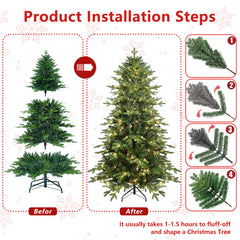 PVC Christmas Tree, Christmas Decorations, Green, With Lights