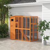 Wooden Outdoor Catio with Platforms, Asphalt Roof, Ramps, Natural