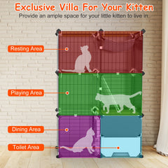 3 Tier Cat Cage Indoor With Litter Box Hammock Detachable Metal Wire Cat Kennel Cat House Cat Enclosure With Ladder For 1-2 Kittens