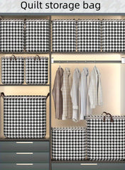 3pcs Set,140L,Stylish Foldable Zippered Storage Bags, Travel Organizer,Large Capacity, Portable, Moisture-Proof Non-Woven Fabric Solution, Houndstooth Print