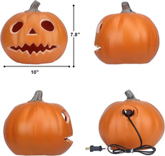 Lantern Halloween Pumpkin Lights- Waterproof Pre-lit Pumpkin Lighted JackoLantern For Halloween Porch, Party, Front Door, Fireplace Indoor And Outdoor Holiday Decorations, Sad Face, 10 Inch