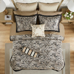 12 Piece Comforter Set With Cotton Bed Sheets Black Queen