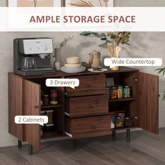 Retro Sideboard with 2 Cabinets 3 Drawers, Buffet Table, Rustic Brown