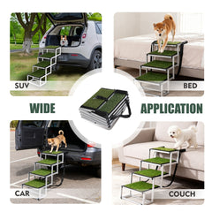 Foldable Dog Ramp For Cars, SUVs, Trucks, Portable Pet Dog Stairs For Large Dogs With Non-Slip Surface Reinforced Design, Lightweight Yet Sturdy Supports Up To 250lbs
