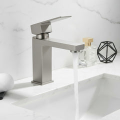 Single Handle Bathroom Faucet, Stainless Steel Single Hole Lavatory Faucet, Modern Sink Faucet, Brushed Nickel