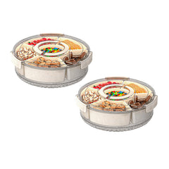 2Pcs Divided Serving Tray With Lid And Handle 360 Degree Rotatable Snack Box Container With 6 Dividers Clear Portable Snack Platters For Fruit Candy Nut Snack Perfect For Party Picnic S