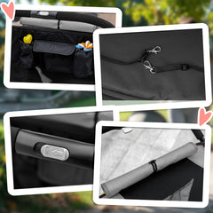 Dog Stroller for Large Medium Small Dogs up to 66 Lbs. 23.5" in Body Length, One-Click Foldable Pet Cat Stroller with Storage, Shock Absorption Wheels, Mesh Window, Safety Leash, Gray