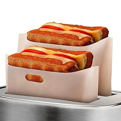 12Pcs Non Stick Toaster Bags Reusable 6.7 X7.5 Inch Grilled Cheese Bags Heat Resistant & Easy To Clean Mess Free Toasting Sandwiches Panini & More Compatible With Toaster Oven Microwave & Grill