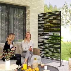 78 H X 48 W Metal Outdoor Privacy Screen, Freestanding Decorative Privacy Fence Screen For Balcony, Black