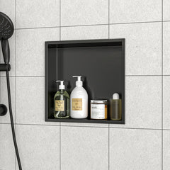 12 X 12 In Stainless Steel Shower Niche - Gunmetal Black, Waterproof, Easy Installation, Corrosion-Resistant