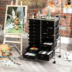 Rolling Storage Cart 15-Drawer Trolley With Chrome Plated Metal Frame