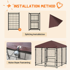 4.6' x 4.6' x 5' Dog Kennel Outdoor with Waterproof Canopy, Large Door